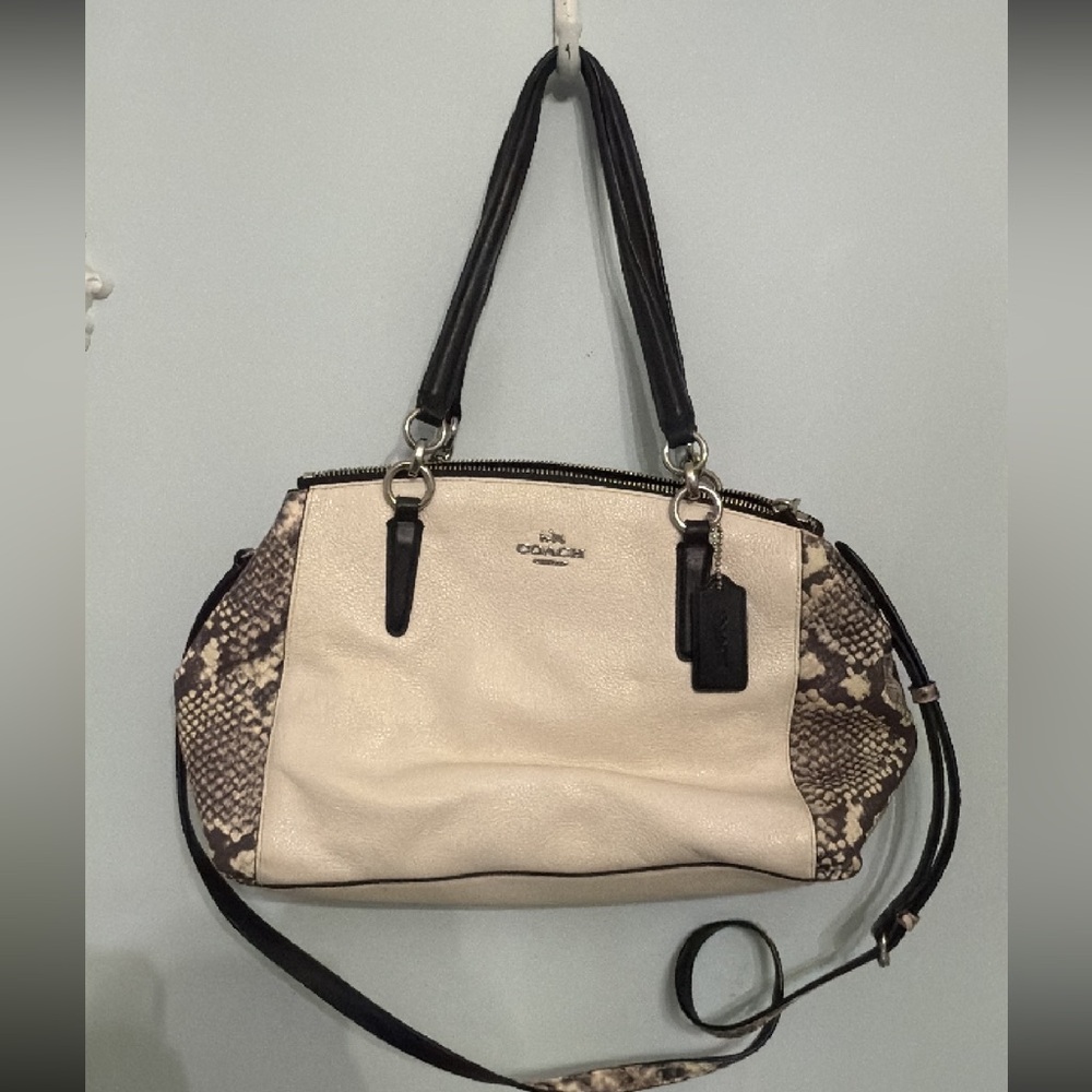 Coach Minetta Leather Satchel - Black and Cream